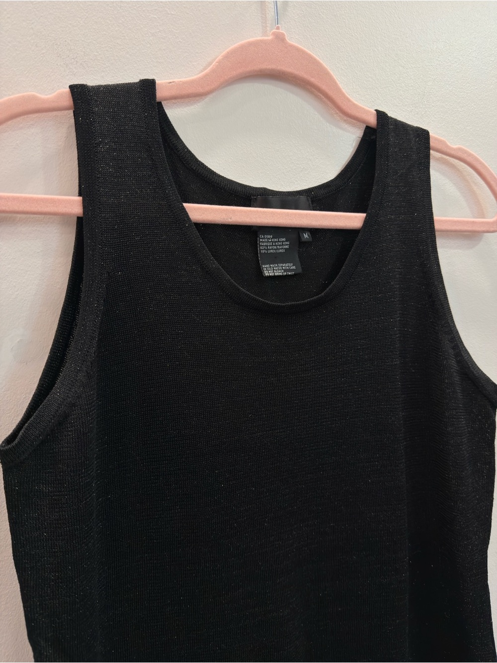 Vintage 90s Spanner Onyx Shimmer Lurex Knit Tank Top Size M